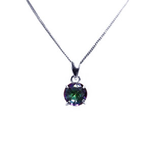 Χειροποίητο ασημένιο μενταγιόν με Mystic Topaz (Τοπάζι) στρογγυλο eGAIA