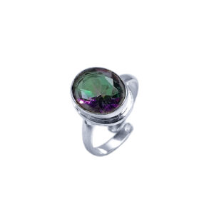 Χειροποίητο ασημένιο δαχτυλίδι με Mystic Topaz (Τοπάζι) οβάλ eGAIA