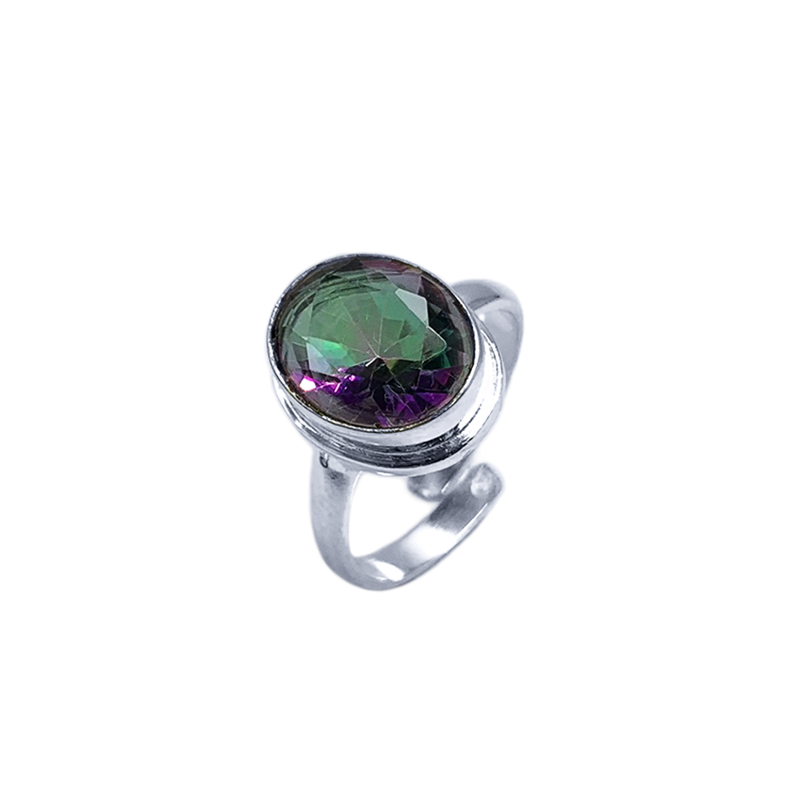Χειροποίητο ασημένιο δαχτυλίδι με Mystic Topaz (Τοπάζι) οβάλ eGAIA