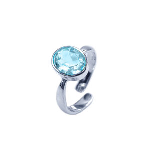 Χειροποίητο ασημένιο δαχτυλίδι με Μπλε Τοπάζι (Blue Topaz) οβάλ eGAIA