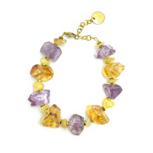 Χειροποίητο βραχιόλι Αμέθυστος – Κιτρίνης (Citrine) – Αιματίτης eGAIA