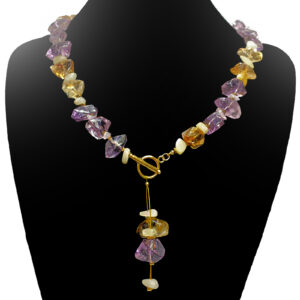 Χειροποίητο κολιέ Αμέθυστος - Κιτρίνης (Citrine) - Αιματίτης eGAIA