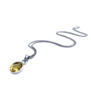 Χειροποίητο ασημένιο μενταγιόν Κιτρίνης (Citrine) οβάλ eGAIA