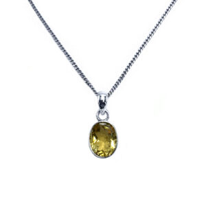 Χειροποίητο ασημένιο μενταγιόν Κιτρίνης (Citrine) οβάλ eGAIA