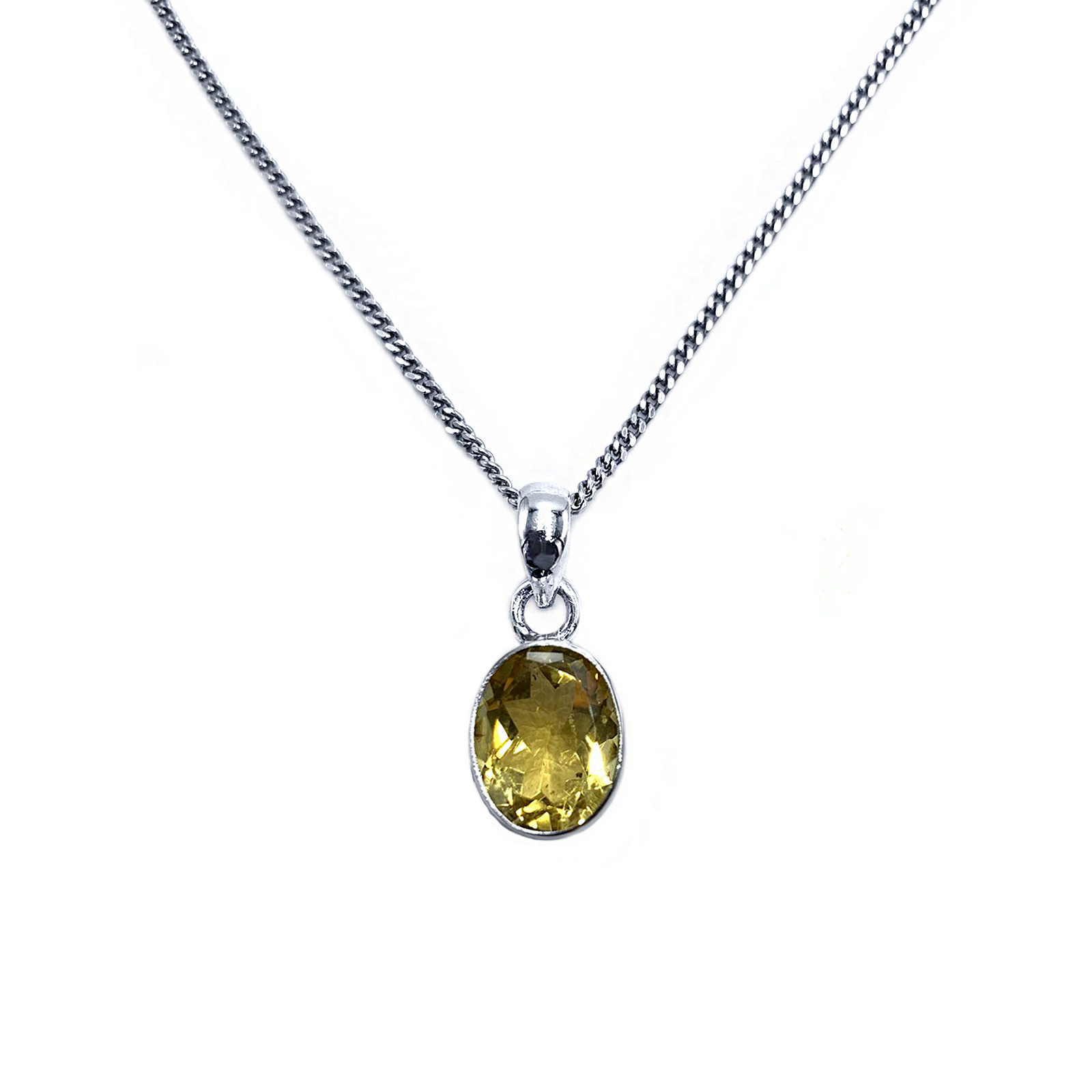 Χειροποίητο ασημένιο μενταγιόν Κιτρίνης (Citrine) οβάλ eGAIA