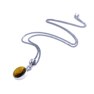 Χειροποίητο ασημένιο μενταγιόν Μάτι της Τίγρης (οβάλ- καπουσόν) eGAIA