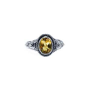 Χειροποίητο ασημένιο δαχτυλίδι Κιτρίνης (Citrine) οβάλ eGAIA