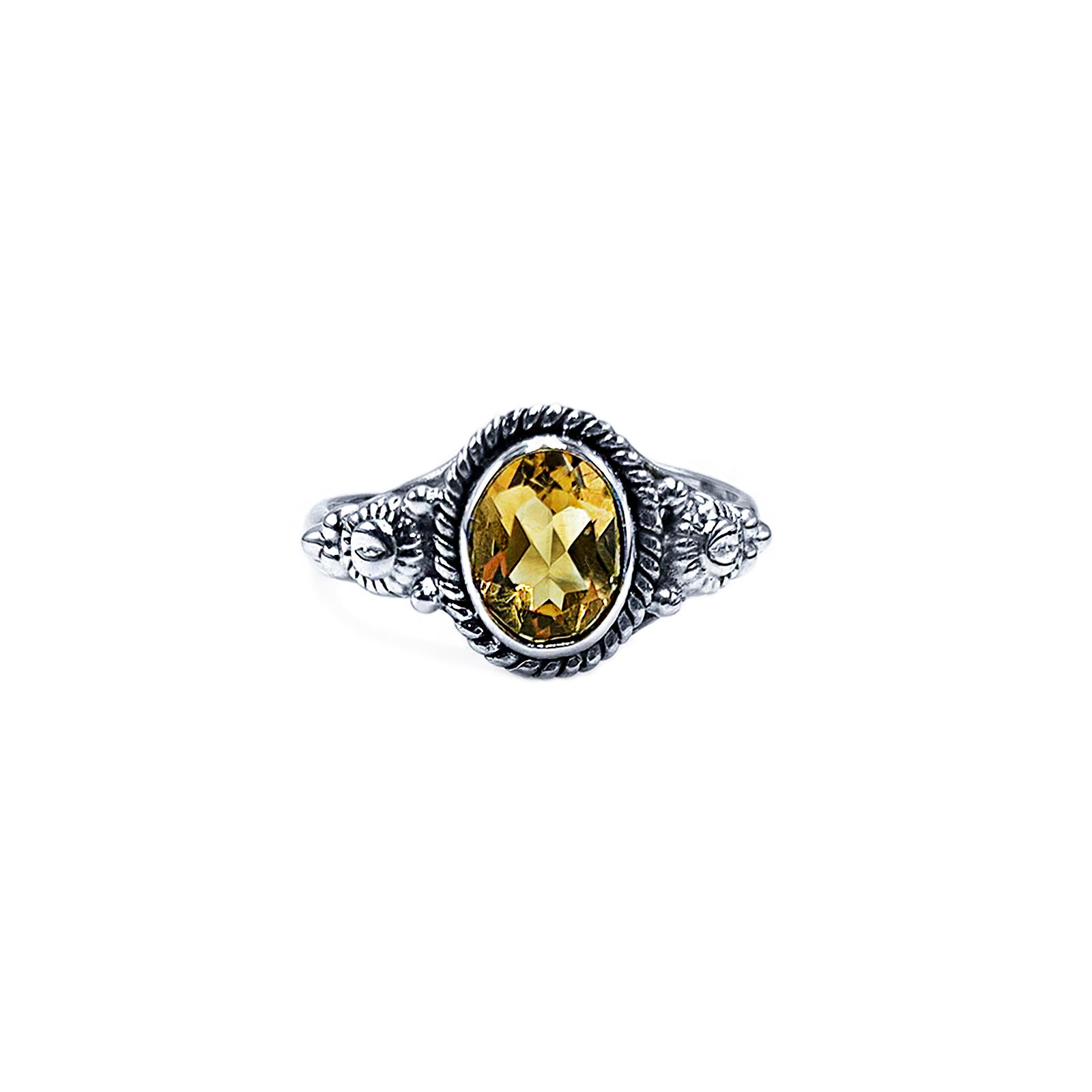 Χειροποίητο ασημένιο δαχτυλίδι Κιτρίνης (Citrine) οβάλ eGAIA