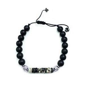 Χειροποίητο Ανδρικό Βραχιόλι Macrame Μαύρος Όνυχας και Αχάτης