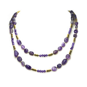 Χειροποίητο κολιέ Αμέθυστος (βότσαλο) και Αιματίτης eGAIA