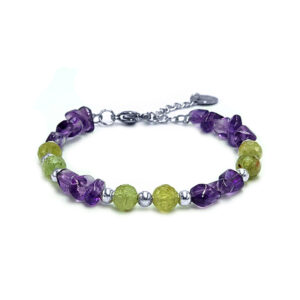 Χειροποίητο βραχιόλι Αμέθυστος και Πράσινος Γρανάτης (Ουβαροβίτης) eGAIA