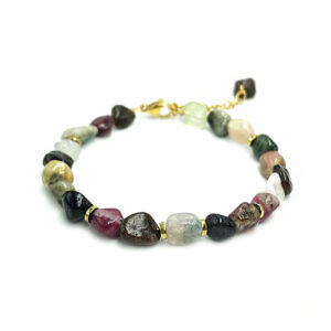 Χειροποίητο βραχιόλι με Πράσινη, Κίτρινη, Ροζ και Μαύρη Τουρμαλίνη eGAIA