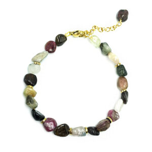 Χειροποίητο βραχιόλι με Πράσινη, Κίτρινη, Ροζ και Μαύρη Τουρμαλίνη eGAIA