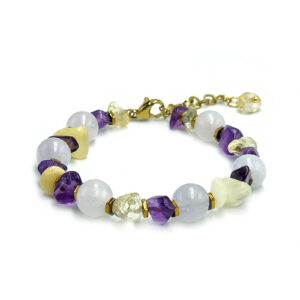 Χειροποίητο βραχιόλι Ακουαμαρίνα (Aquamarine) – Κιτρίνης (Citrine) – Αμέθυστος