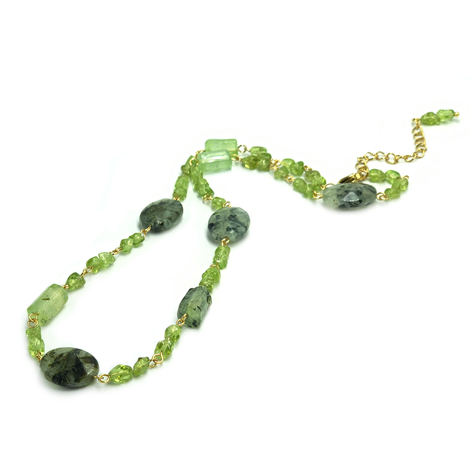 Χειροποίητο κολιέ Πρενίτης και Περίδοτο (Peridot) eGAIA