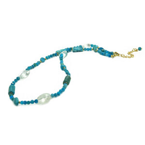 Χειροποίητο κολιέ Μπλε Απατίτης και Λευκός Χαλαζίας