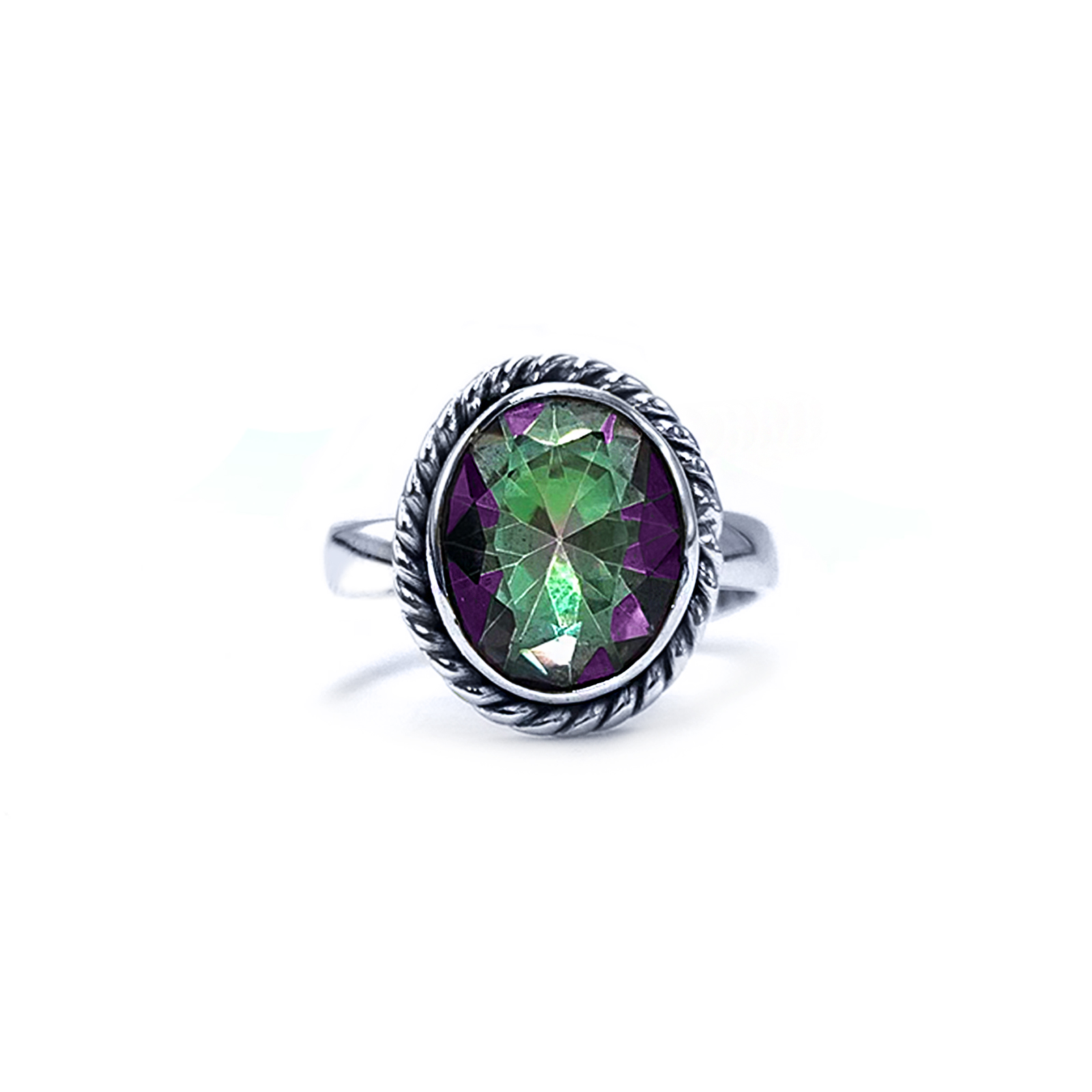 Χειροποίητο ασημένιο δαχτυλίδι οβάλ Mystic Topaz (Τοπάζι) eGAIA