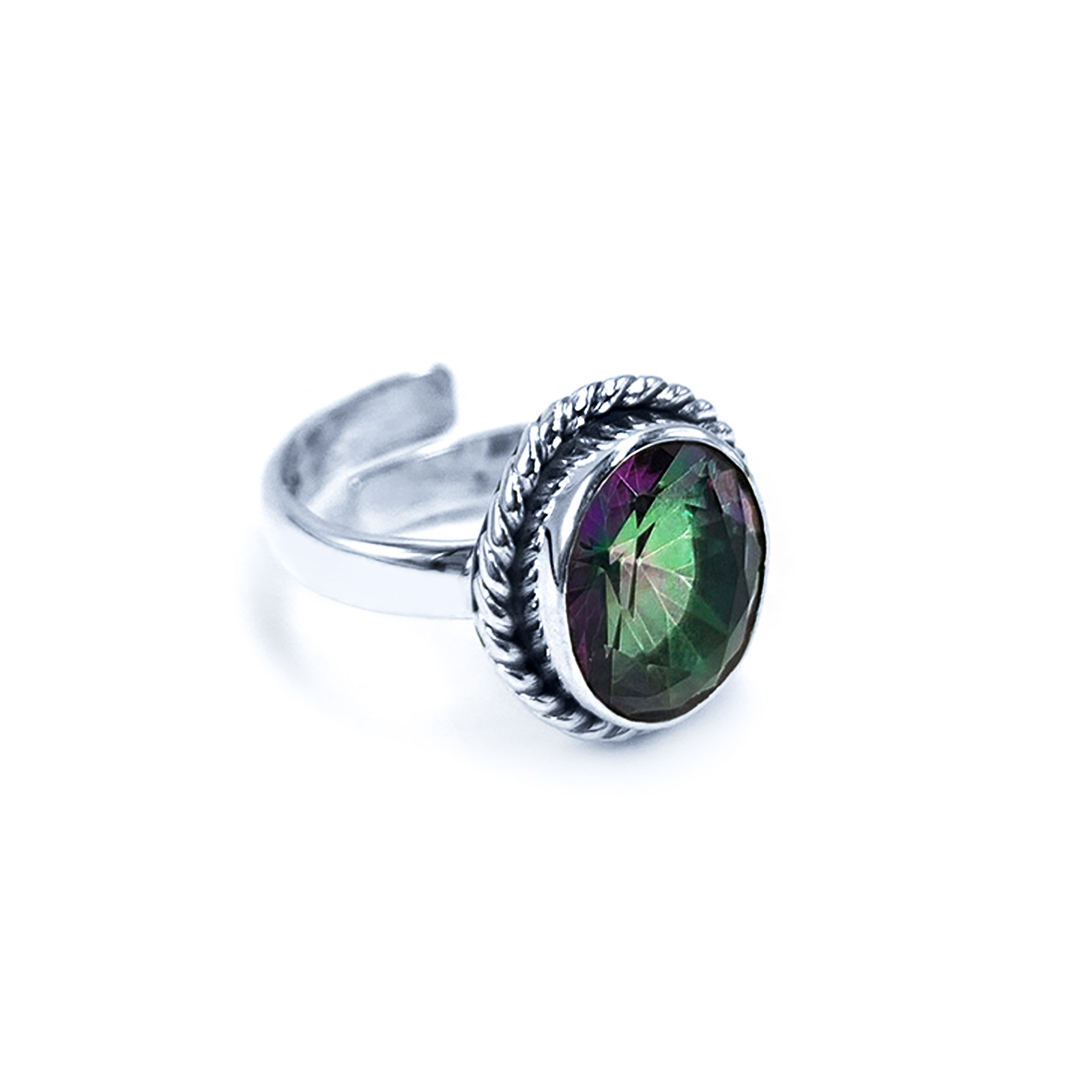 Χειροποίητο ασημένιο δαχτυλίδι οβάλ Mystic Topaz (Τοπάζι) eGAIA