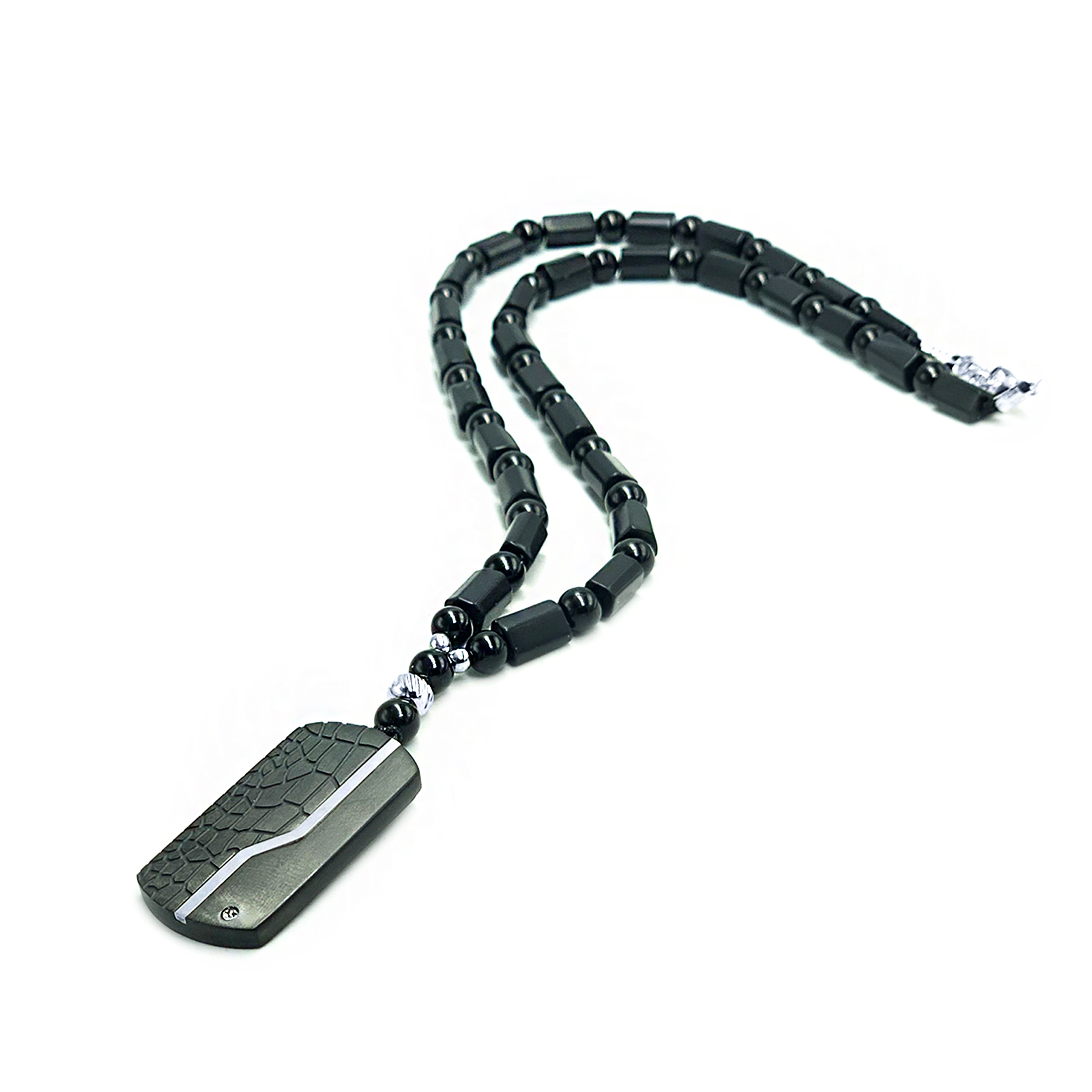 Χειροποίητο ανδρικό κολιέ Μαύρη Τουρμαλίνη και Μαύρος Όνυχας eGAIA