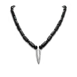 Χειροποίητο ανδρικό κολιέ Βέλος με Μαύρη Τουρμαλίνη eGAIA