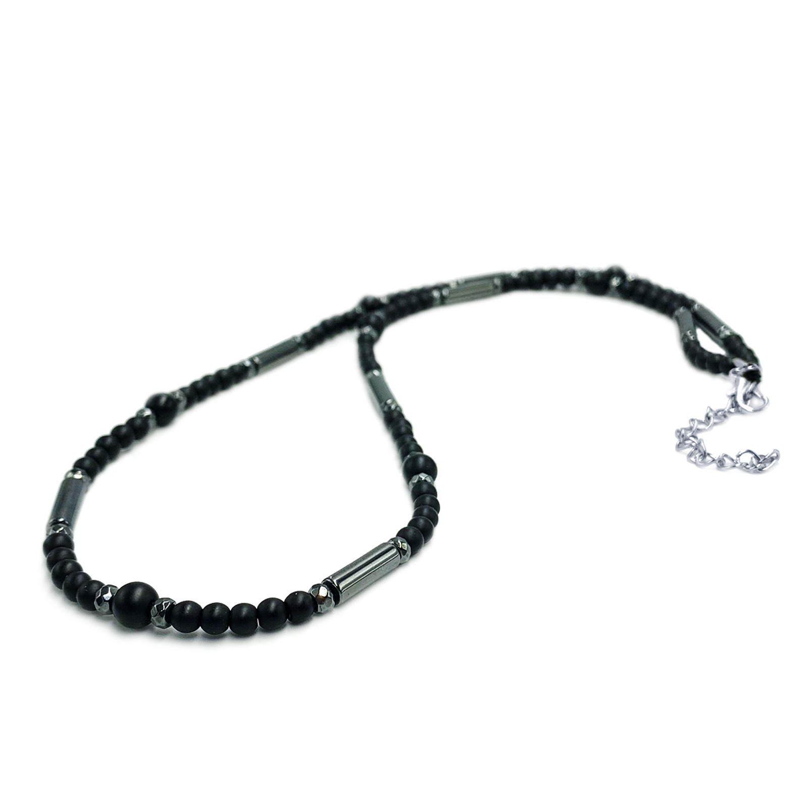 Χειροποίητο ανδρικό κολιέ Οψιδιανός και Αιματίτης eGAIA