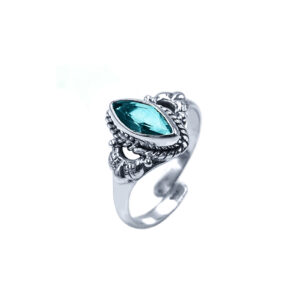 Χειροποίητο ασημένιο δαχτυλίδι με Μπλε Τοπάζι (Blue Topaz) ναβέτα eGAIA