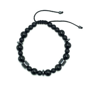Χειροποίητο Ανδρικό Βραχιόλι Macrame Μαύρη Τουρμαλίνη - Οψιδιανός - Αιματίτης eGAIA