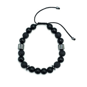 Χειροποίητο Ανδρικό Βραχιόλι Macrame Οψιδιανός – Λάβα - Αιματίτης - Μαύρη Τουρμαλίνη eGAIA