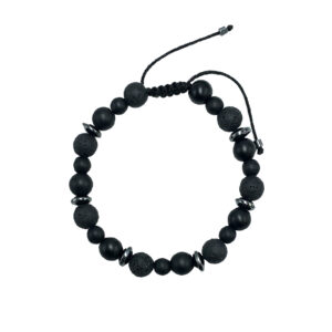 Χειροποίητο Ανδρικό Βραχιόλι Macrame Οψιδιανός – Λάβα – Αιματίτης eGAIA