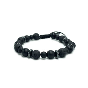 Χειροποίητο Ανδρικό Βραχιόλι Macrame Οψιδιανός – Λάβα – Αιματίτης eGAIA