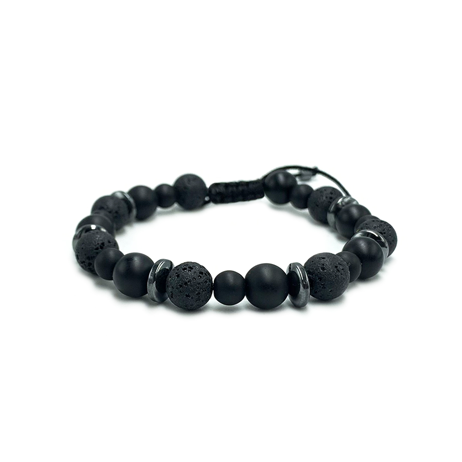 Χειροποίητο Ανδρικό Βραχιόλι Macrame Οψιδιανός – Λάβα – Αιματίτης eGAIA