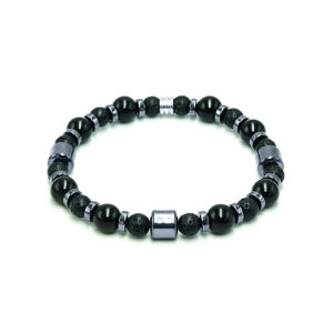 Χειροποίητο Ανδρικό Βραχιόλι Μαύρη Τουρμαλίνη – Λάβα – Αιματίτης eGAIA