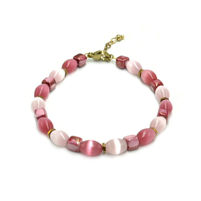 Χειροποίητο βραχιόλι Μάτι της Γάτας (Rose Pink) – Ο λίθος της επίγνωσης