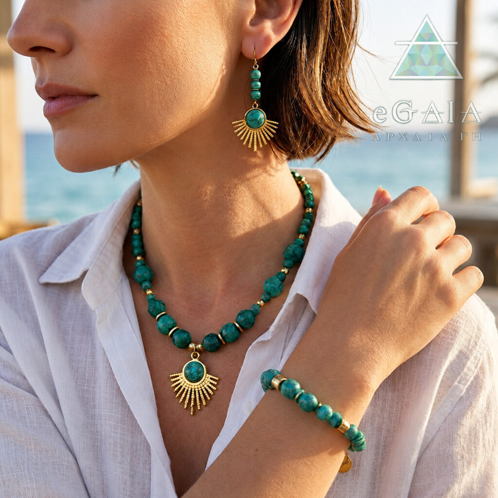 Χειροποίητο κολιέ με Αφρικάνικο Τιρκουάζ (African Turquoise) eGAIA
