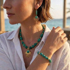 Χειροποίητο κολιέ με Αφρικάνικο Τιρκουάζ (African Turquoise) eGAIA