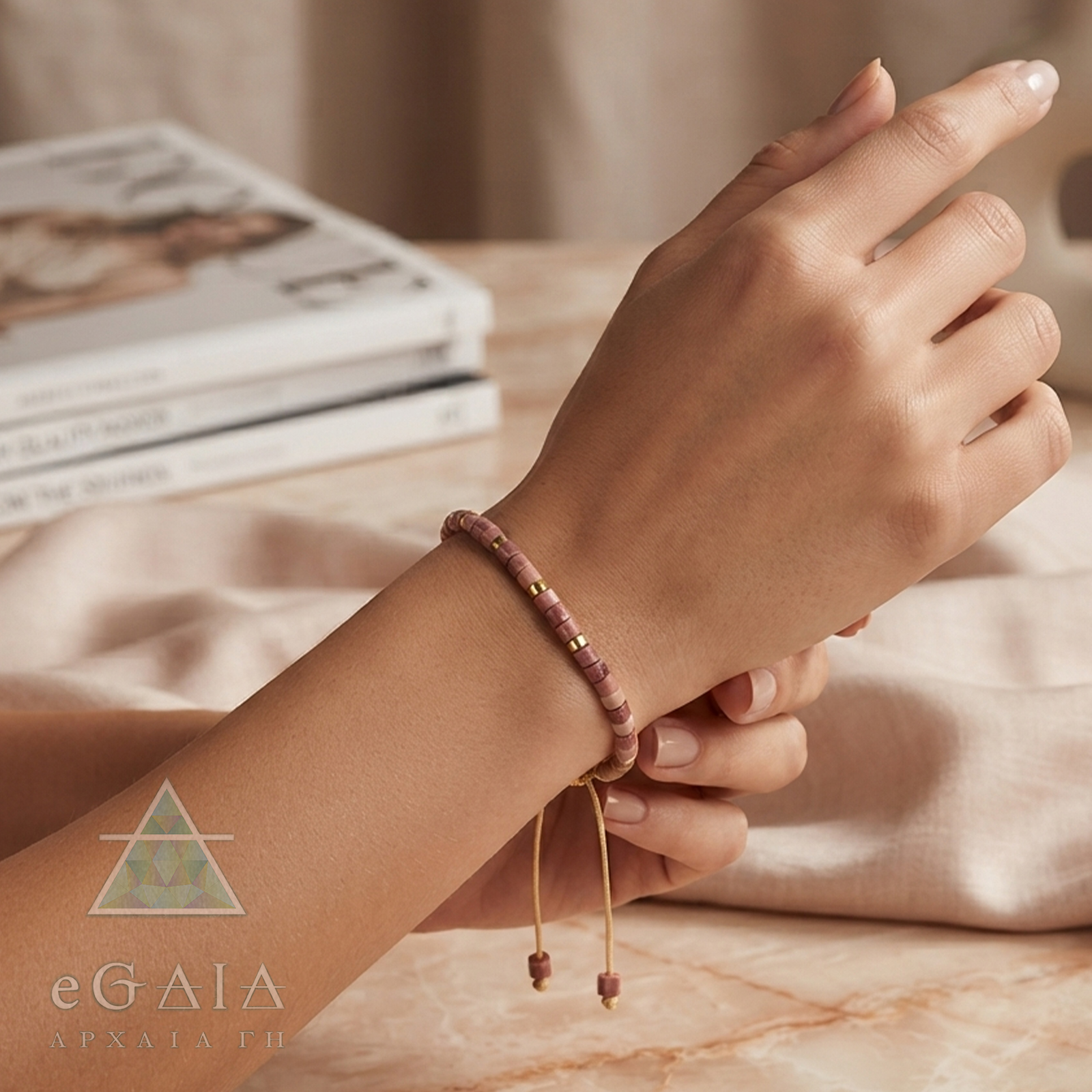 Βραχιόλι macrame Ροδονίτης eGAIA