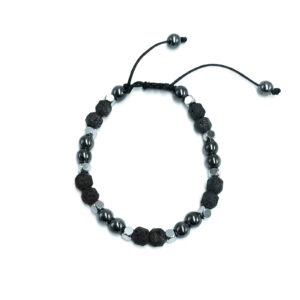 Βραχιόλι macrame με Λάβα και Αιματίτης eGAIA