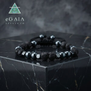 Βραχιόλι macrame με Λάβα και Αιματίτης eGAIA