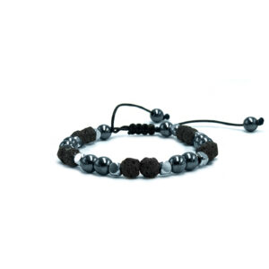 Βραχιόλι macrame με Λάβα και Αιματίτης eGAIA