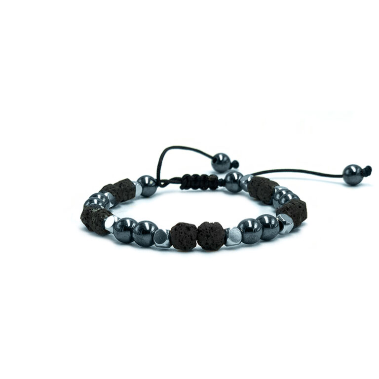 Βραχιόλι macrame με Λάβα και Αιματίτης – Οι λίθοι της αλλαγής και της συγκέντρωσης