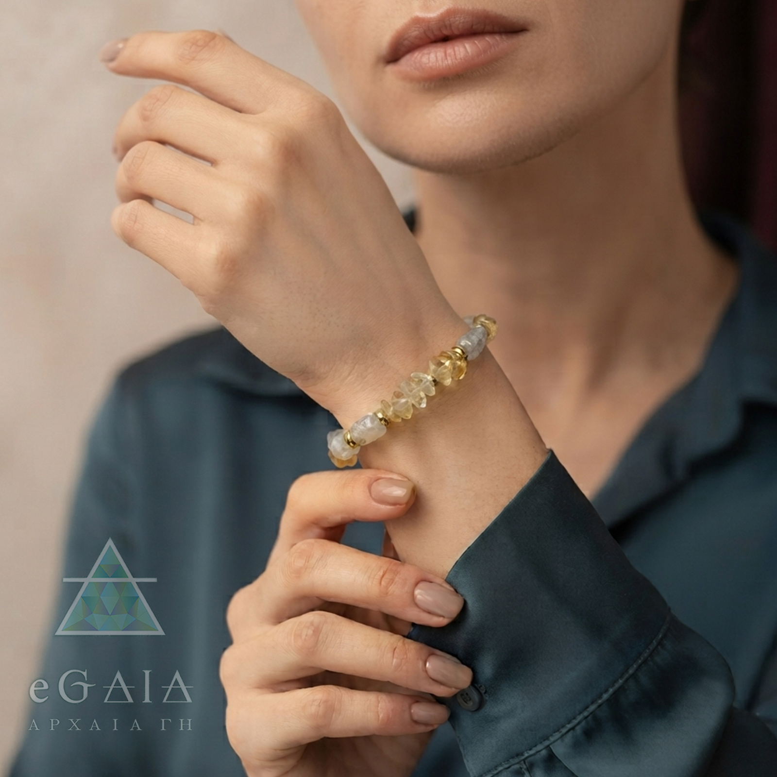 Χειροποίητο βραχιόλι Κιτρίνης (Citrine) eGAIA