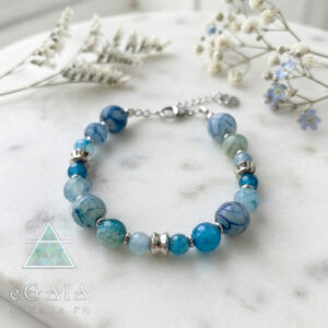 Χειροποίητο Βραχιόλι Μπλε Αχάτης (light-blue) eGAIA