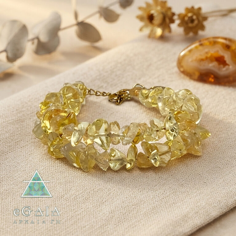 Χειροποίητο βραχιόλι Κιτρίνης (Citrine) διπλό – Ο λίθος του πλούτου και της ευημερίας