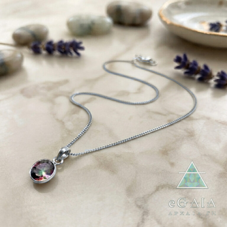 Χειροποίητο ασημένιο μενταγιόν με Mystic Topaz (Τοπάζι) οβάλ – Ο λίθος της συναισθηματικής θεραπείας