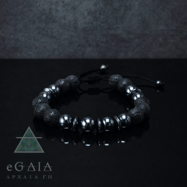 Χειροποίητο Ανδρικό Βραχιόλι macrame Αιματίτης και Λάβα 8mm