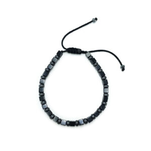 Χειροποίητο Ανδρικό Macrame Βραχιόλι Μαύρος Όνυχας και Αιματίτης eGAIA