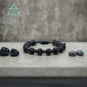 Βραχιόλι macrame Λάβα 8mm και Αιματίτης eGAIA