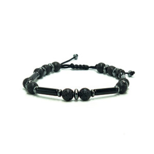 Βραχιόλι macrame Λάβα 6mm και Αιματίτης eGAIA
