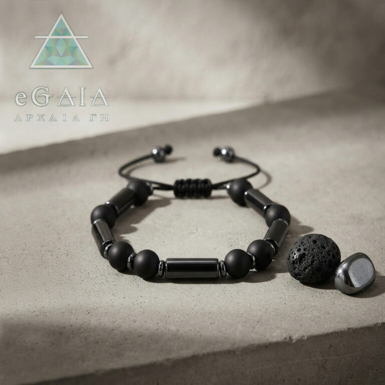 Ανδρικό Macrame Βραχιόλι Οψιδιανός και Αιματίτης – Οι λίθοι της αλήθειας και της συγκέντρωσης