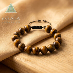 Χειροποίητο Βραχιόλι Macrame Μάτι της Τίγρης 10mm eGAIA
